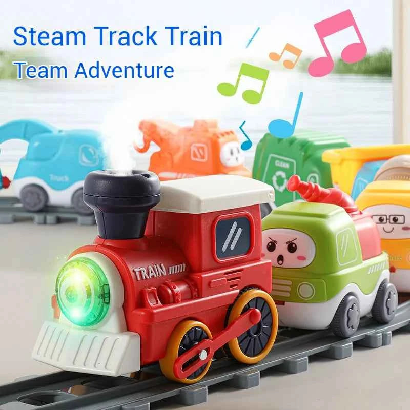 Ensemble de train électrique pour enfants avec vapeur, lumières et musique – Cadeau de Noël