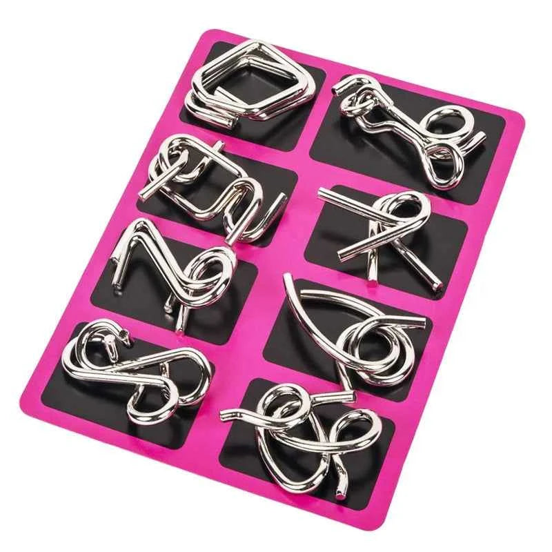Lot de 8 puzzles Montessori en métal pour adultes, jeu interactif, éducatif et stimulant, pour stimuler le QI et le cerveau