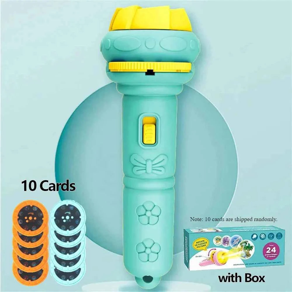 Lampe torche de projection de 10 cartes, 80 motifs créatifs pour enfants, jouet pour bébé, livre d'histoires du soir