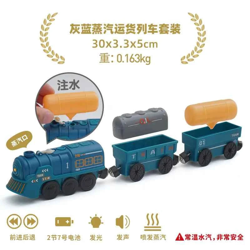 Ensemble de rails de chemin de fer en bois, train électrique, voiture magnétique moulée sous pression, compatible avec toutes les marques Biro, piste en bois à assembler, jouet pour garçon, cadeau