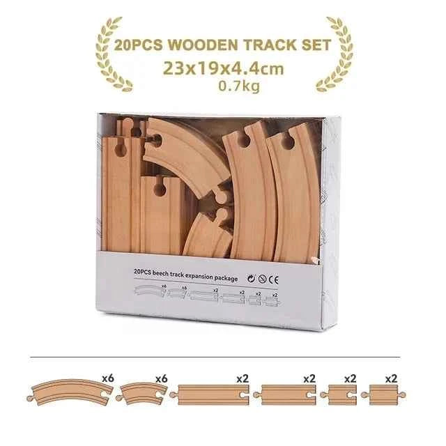 Ensemble de rails en bois, jouets ferroviaires, accessoires de rails en bois de hêtre adaptés à toutes les marques de rails en bois, jouets éducatifs pour enfants