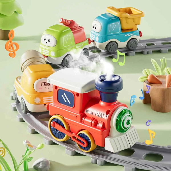 Ensemble de train électrique pour enfants avec vapeur, lumières et musique – Cadeau de Noël