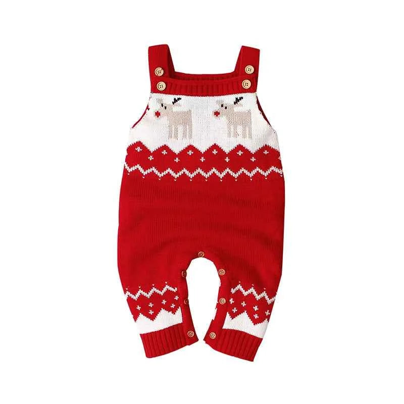 Barboteuse de Noël pour bébé, vêtements en tricot de renne rouge, combinaisons d'hiver sans manches pour nouveau-né, garçon et fille, unisexe, 0-18 mois