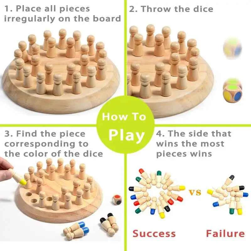 Puzzle en bois Montessori éducatif, jeu d'apprentissage sensoriel, jeu de mémoire, jeu d'échecs, jeu de fête pour enfants