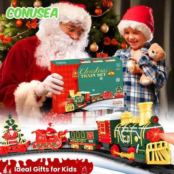 Train électrique jouet voiture cadeaux de Noël classique chemin de fer locomotive camions modèle jouets avec lumières musique pour garçons filles enfants