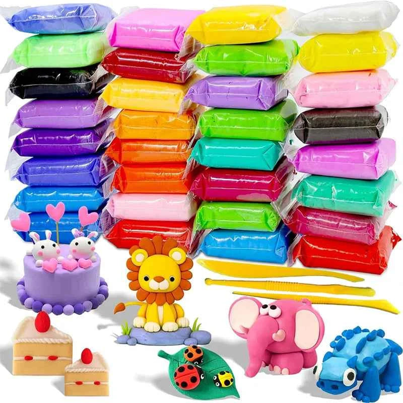 Lot de 12/24/36 argiles colorées séchées à l'air, pour loisirs créatifs, argile plastique ultra légère avec outils de sculpture, pour enfants et amis, cadeaux