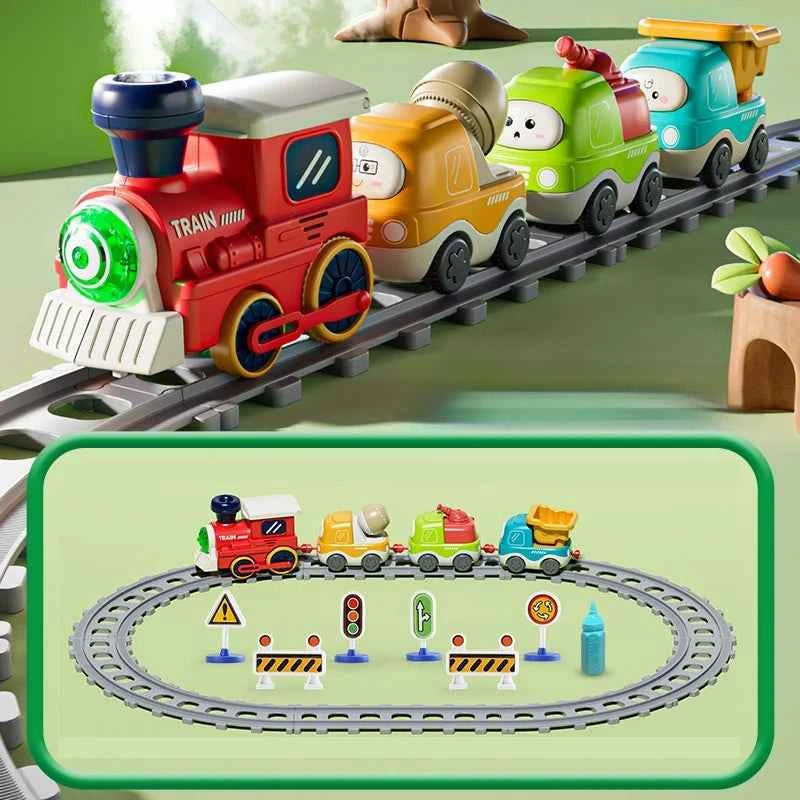 Ensemble de train électrique pour enfants avec vapeur, lumières et musique – Cadeau de Noël