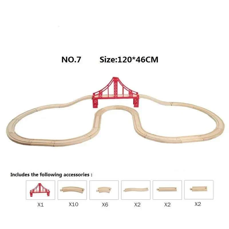 Nouveaux accessoires de voie ferrée en bois, jouets, train, chemin de fer, compatibles avec toutes les marques de trains, voie circulaire, orbite, assemblage, cadeaux