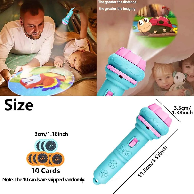 Lampe torche de projection de 10 cartes, 80 motifs créatifs pour enfants, jouet pour bébé, livre d'histoires du soir