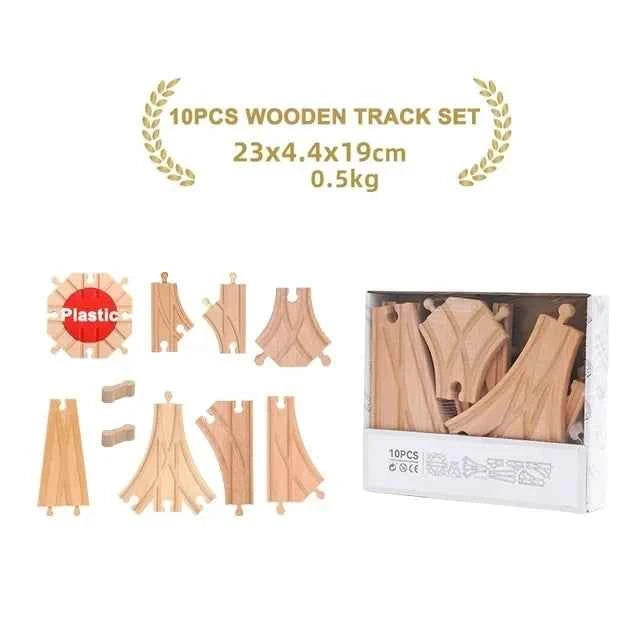 Ensemble de rails en bois, jouets ferroviaires, accessoires de rails en bois de hêtre adaptés à toutes les marques de rails en bois, jouets éducatifs pour enfants