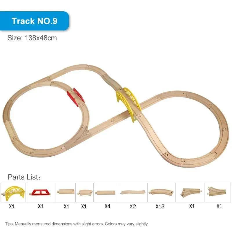 Nouveaux accessoires de voie ferrée en bois, jouets, train, chemin de fer, compatibles avec toutes les marques de trains, voie circulaire, orbite, assemblage, cadeaux
