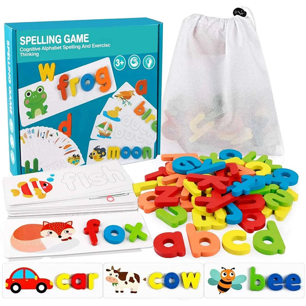 Jouets éducatifs Montessori pour enfants : voir et épeler, puzzle d'orthographe, jeu de correspondance de lettres, jouets sensoriels pour enfants