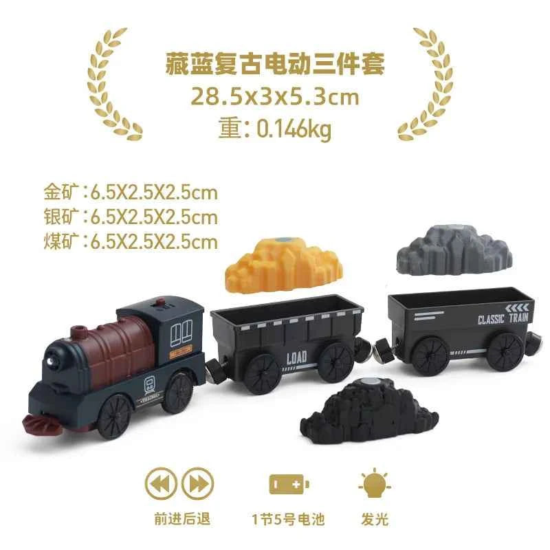 Ensemble de rails de chemin de fer en bois, train électrique, voiture magnétique moulée sous pression, compatible avec toutes les marques Biro, piste en bois à assembler, jouet pour garçon, cadeau