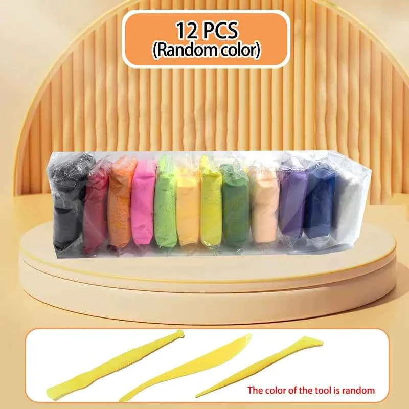 Argile de 12/24/36 couleurs, argile séchée à l'air, argile plastique ultra légère avec outils de sculpture, bricolage, jouets, cadeaux pour amis et enfants