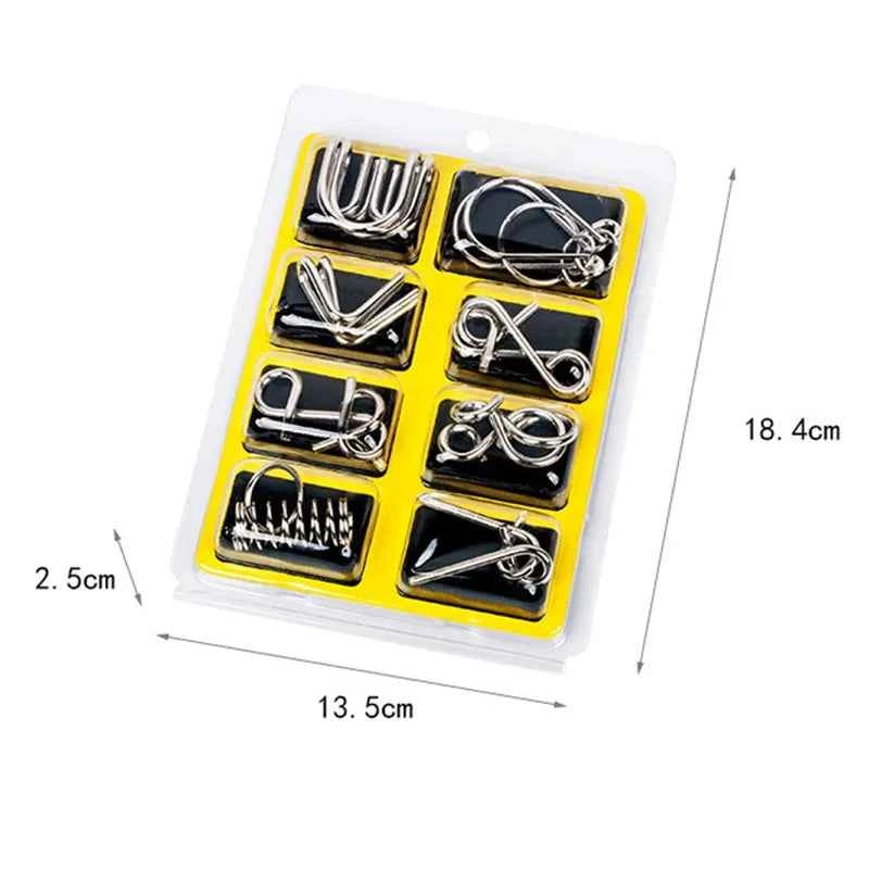 Lot de 8 puzzles Montessori en métal pour adultes, jeu interactif, éducatif et stimulant, pour stimuler le QI et le cerveau