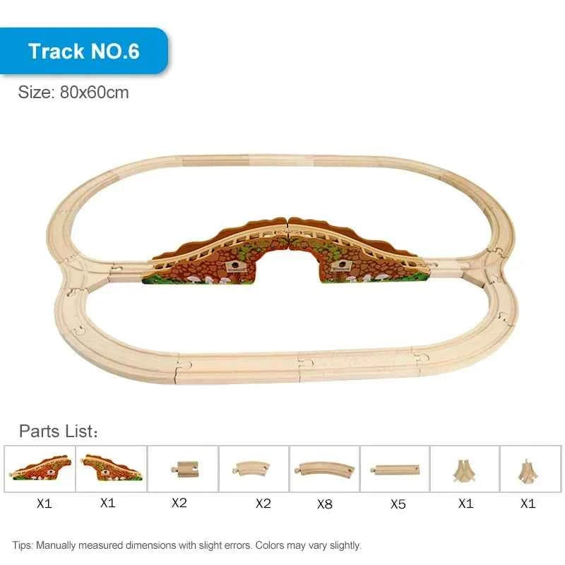 Nouveaux accessoires de voie ferrée en bois, jouets, train, chemin de fer, compatibles avec toutes les marques de trains, voie circulaire, orbite, assemblage, cadeaux