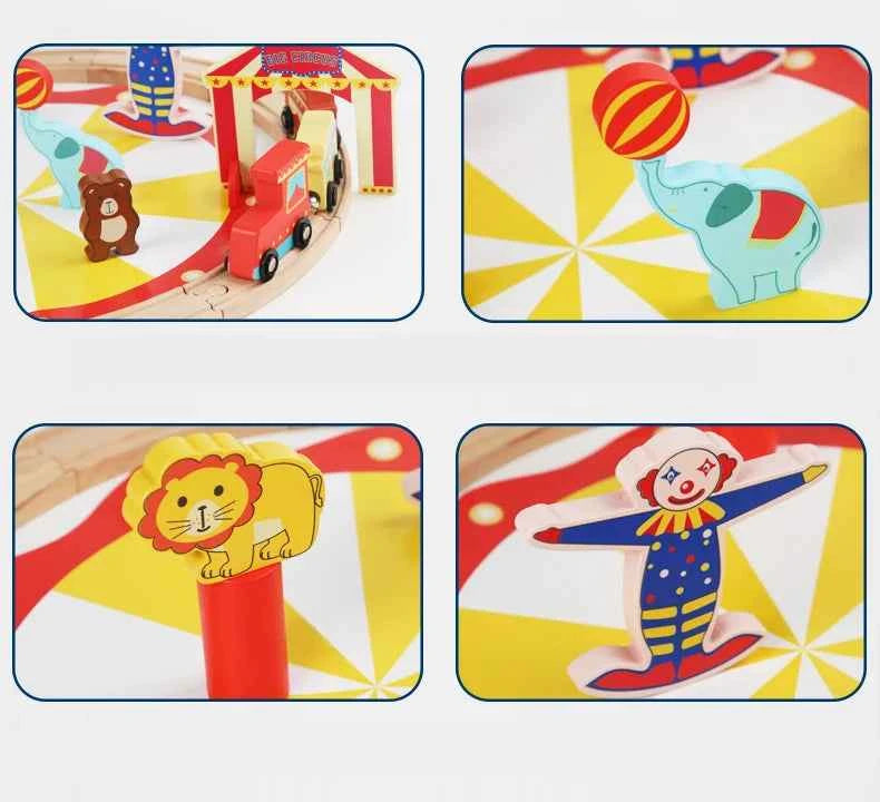 Accessoires de voie ferrée en bois Jouets Train Chemin de fer Compatible avec les trains en bois Pistes en bois Chemin de fer avec toutes les marques de trains