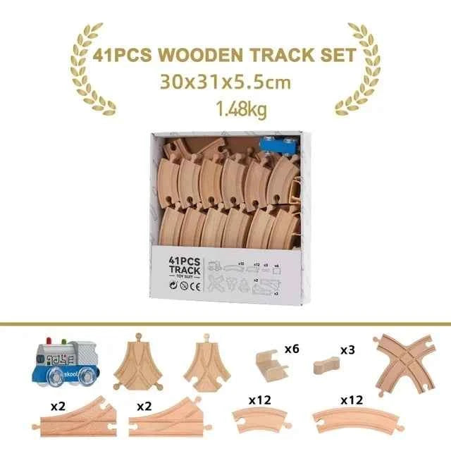 Ensemble de rails en bois, jouets ferroviaires, accessoires de rails en bois de hêtre adaptés à toutes les marques de rails en bois, jouets éducatifs pour enfants
