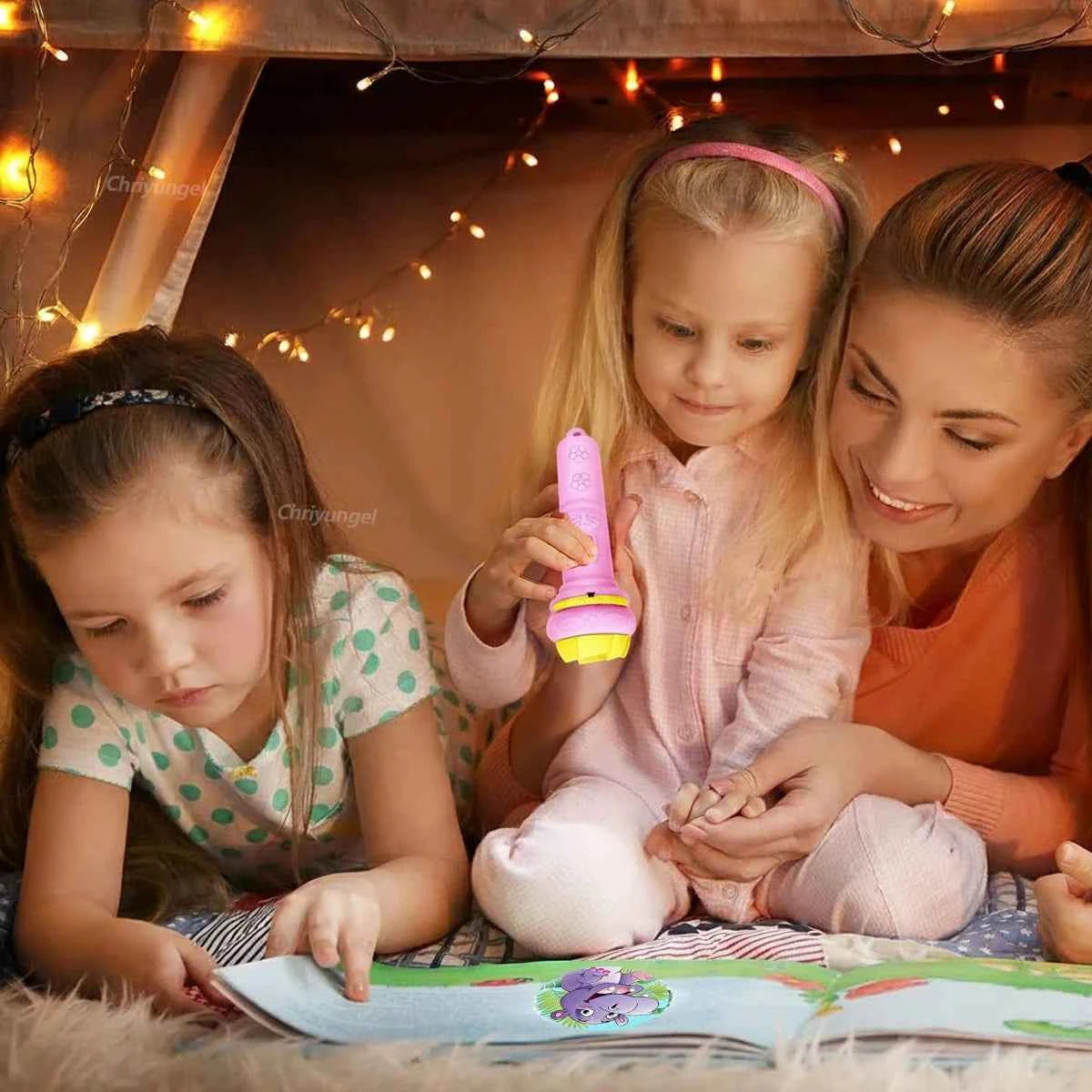 Lampe torche de projection de 10 cartes, 80 motifs créatifs pour enfants, jouet pour bébé, livre d'histoires du soir
