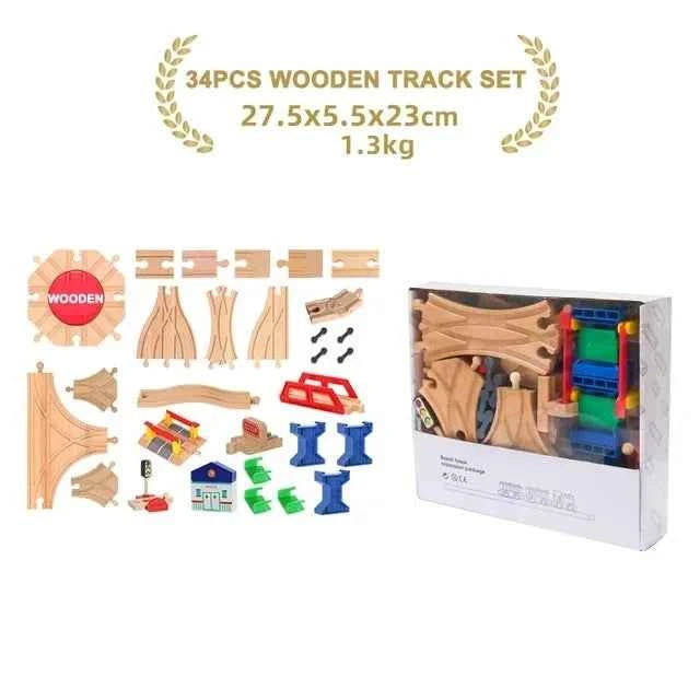 Ensemble de rails en bois, jouets ferroviaires, accessoires de rails en bois de hêtre adaptés à toutes les marques de rails en bois, jouets éducatifs pour enfants