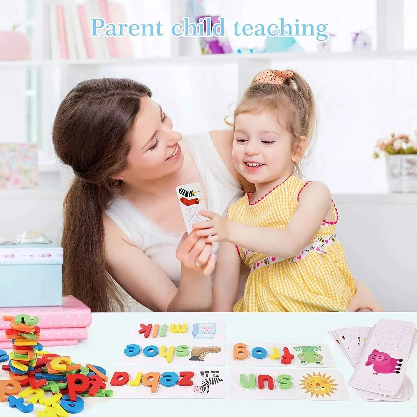 Jouets éducatifs Montessori pour enfants : voir et épeler, puzzle d'orthographe, jeu de correspondance de lettres, jouets sensoriels pour enfants