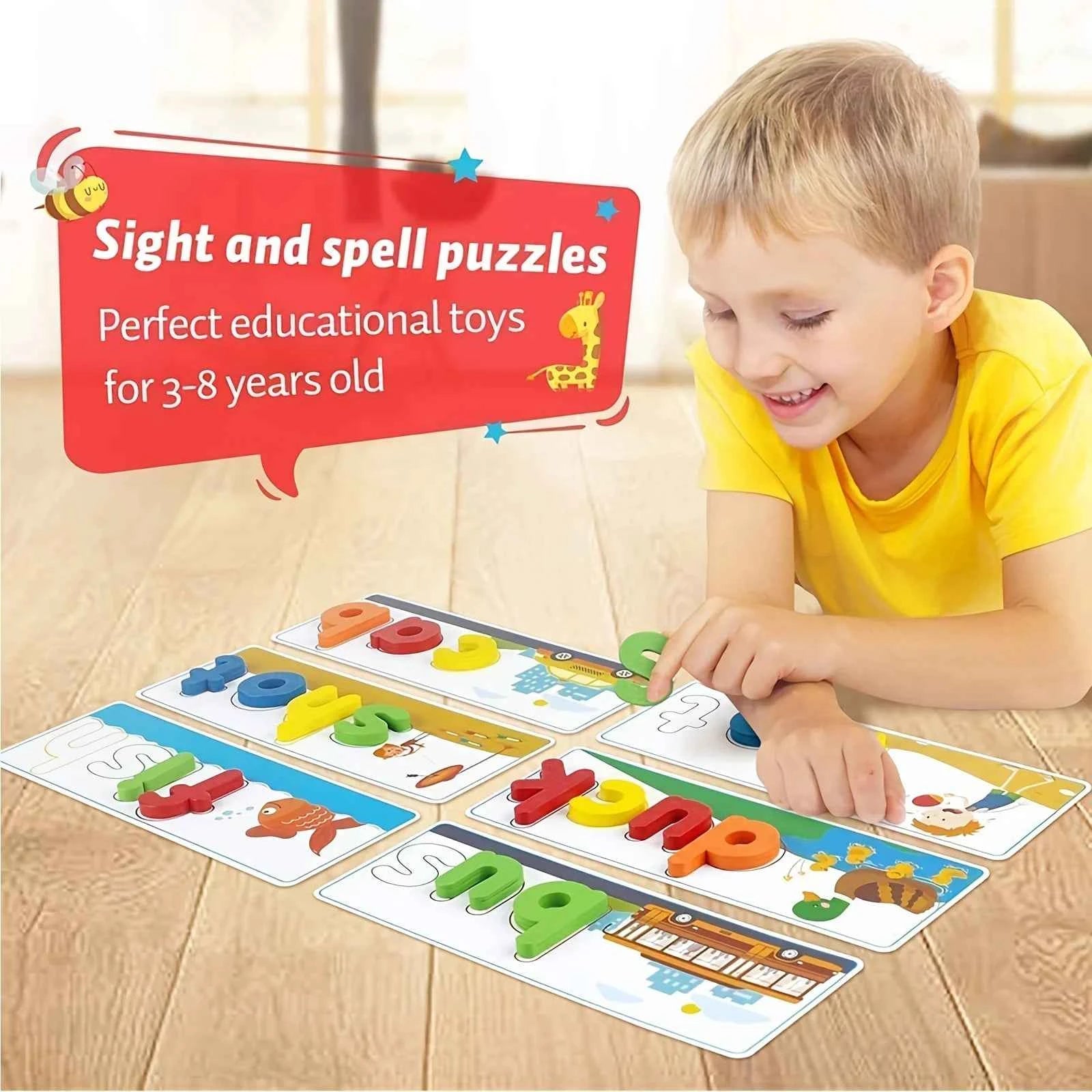 Jouets éducatifs Montessori pour enfants : voir et épeler, puzzle d'orthographe, jeu de correspondance de lettres, jouets sensoriels pour enfants