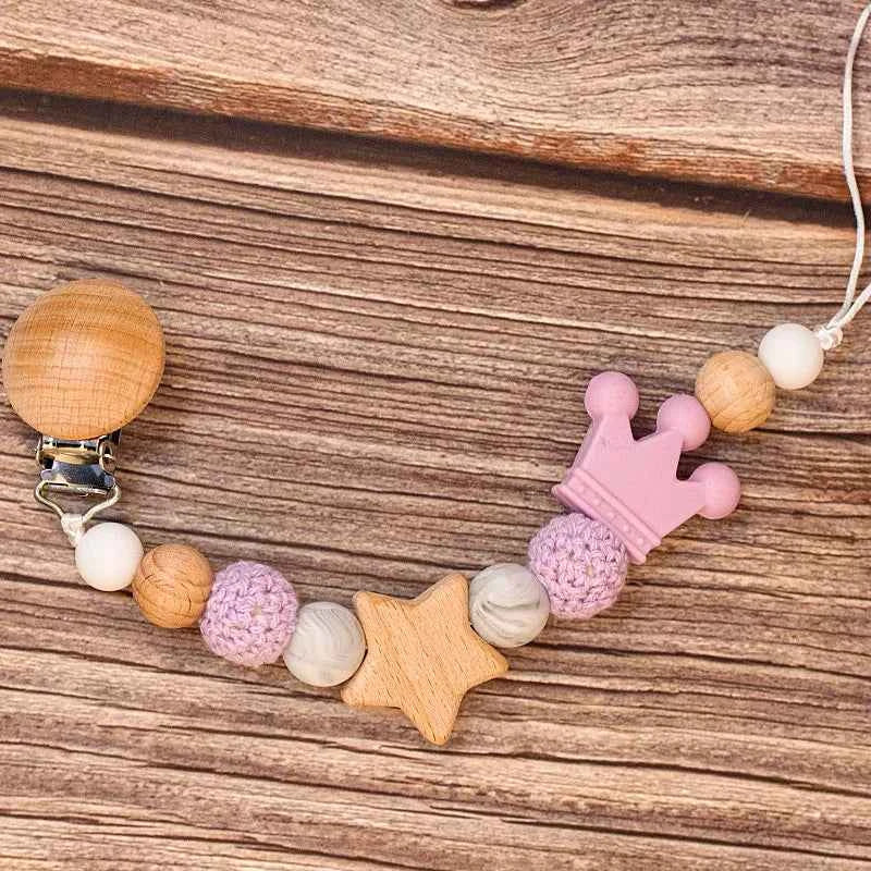 Chaîne de sucette personnalisée en bois pour bébé, perle en silicone, anneau de dentition, pendentif, cadeau pour nouveau-né