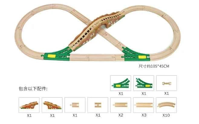 Nouveaux accessoires de voie ferrée en bois, jouets, train, chemin de fer, compatibles avec toutes les marques de trains, voie circulaire, orbite, assemblage, cadeaux