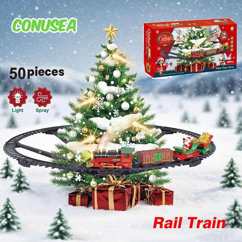 Train électrique jouet voiture cadeaux de Noël classique chemin de fer locomotive camions modèle jouets avec lumières musique pour garçons filles enfants