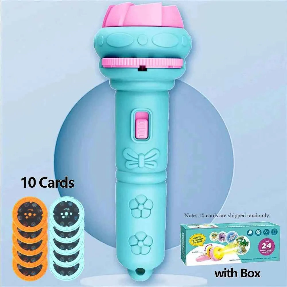 Lampe torche de projection de 10 cartes, 80 motifs créatifs pour enfants, jouet pour bébé, livre d'histoires du soir