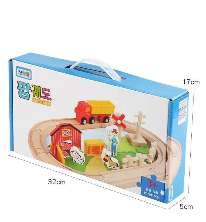 Accessoires de voie ferrée en bois Jouets Train Chemin de fer Compatible avec les trains en bois Pistes en bois Chemin de fer avec toutes les marques de trains