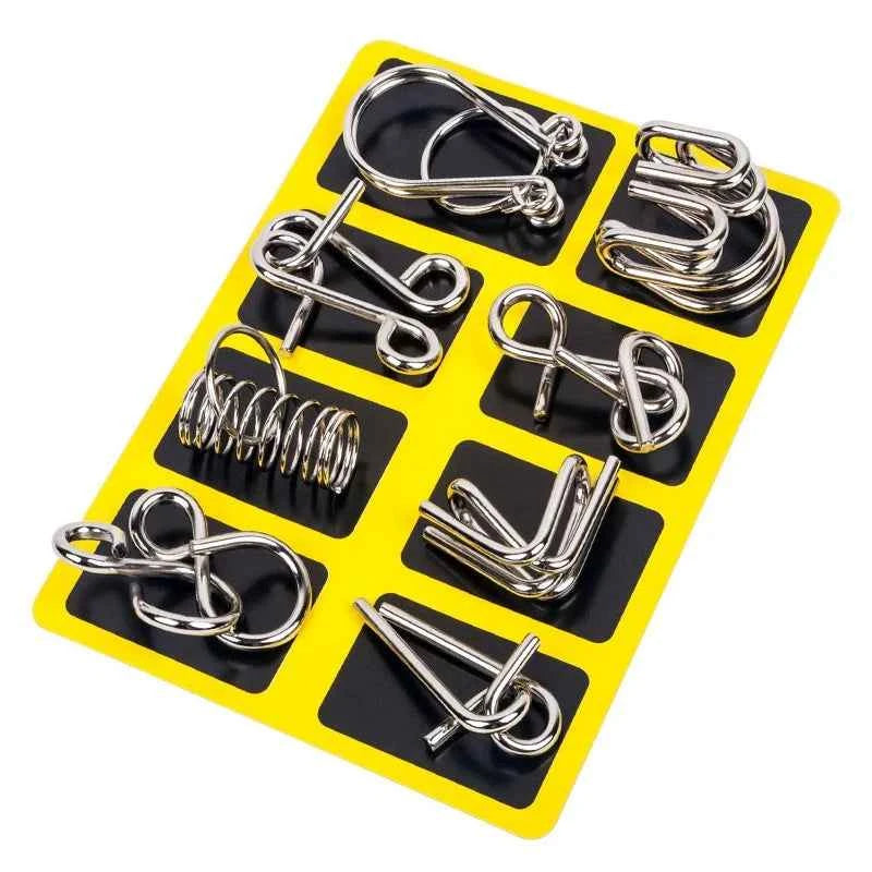 Lot de 8 puzzles Montessori en métal pour adultes, jeu interactif, éducatif et stimulant, pour stimuler le QI et le cerveau