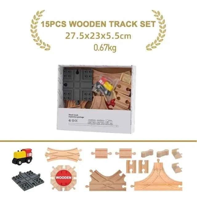 Ensemble de rails en bois, jouets ferroviaires, accessoires de rails en bois de hêtre adaptés à toutes les marques de rails en bois, jouets éducatifs pour enfants