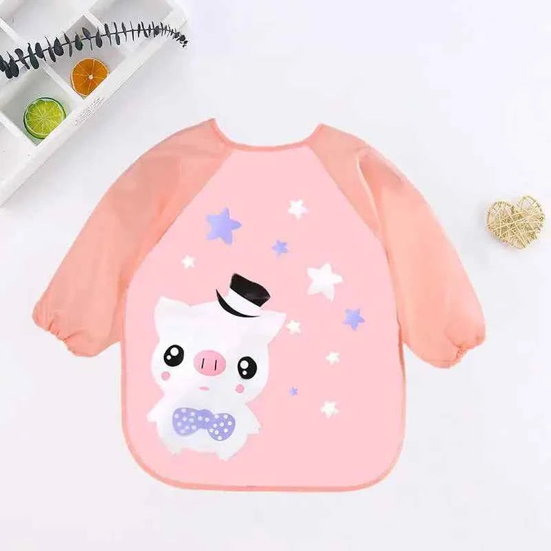 Bavoirs pour bébé, mignons et colorés, imperméables, motif dessin animé, pour nourrissons, enfants, tablier à manches longues, poche, alimentation autonome, pour bébés de 0 à 3 ans