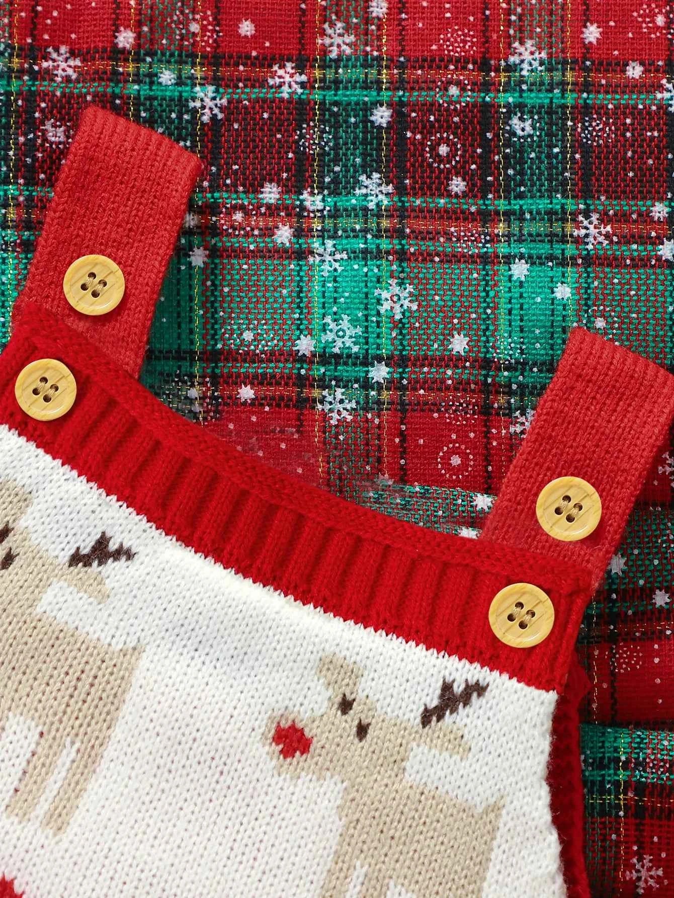 Barboteuse de Noël pour bébé, vêtements en tricot de renne rouge, combinaisons d'hiver sans manches pour nouveau-né, garçon et fille, unisexe, 0-18 mois