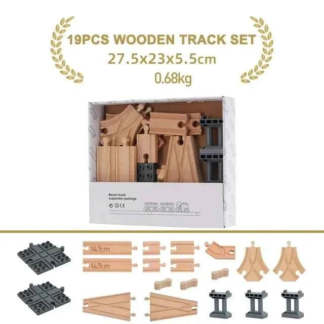 Ensemble de rails en bois, jouets ferroviaires, accessoires de rails en bois de hêtre adaptés à toutes les marques de rails en bois, jouets éducatifs pour enfants