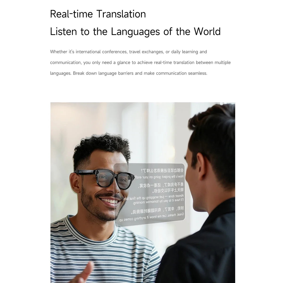 2026 AI Smart Glasses for Men Women with AI Translation Bluetooth Calling Music Player Camera Control Anti-blue Light Sunglasses