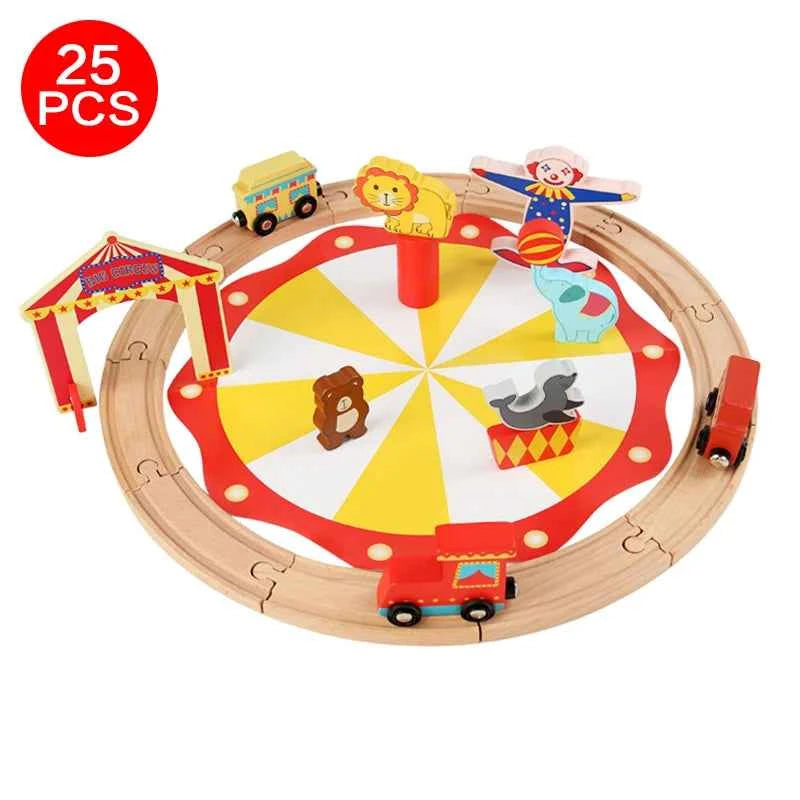 Accessoires de voie ferrée en bois Jouets Train Chemin de fer Compatible avec les trains en bois Pistes en bois Chemin de fer avec toutes les marques de trains