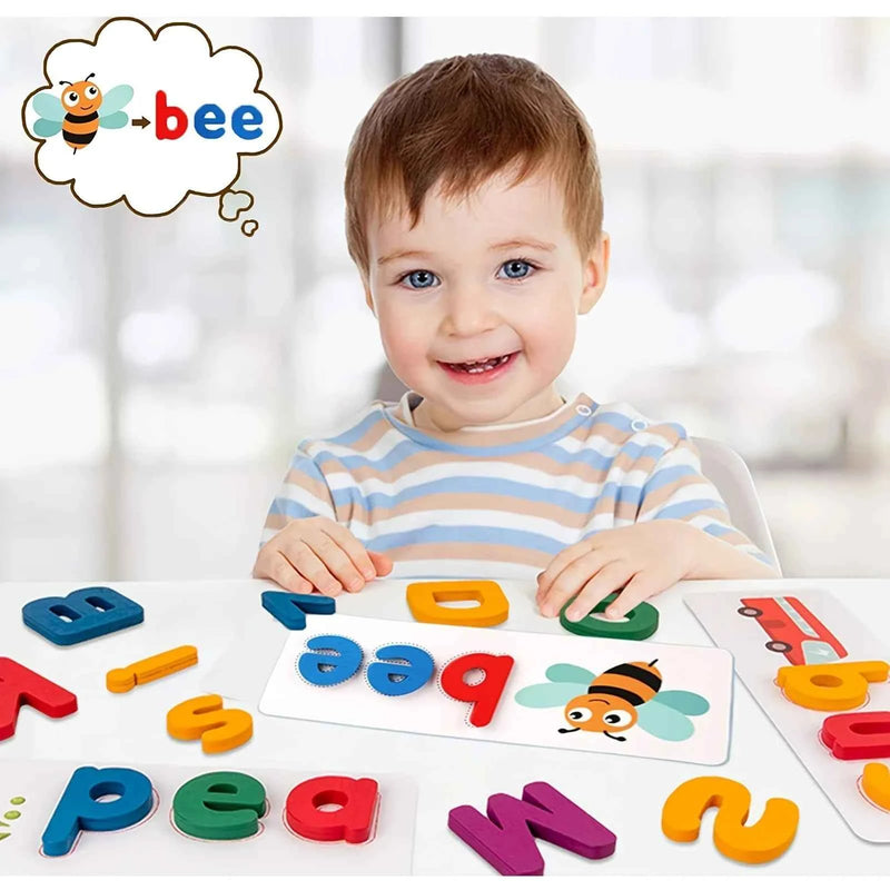 Jouets éducatifs Montessori pour enfants : voir et épeler, puzzle d'orthographe, jeu de correspondance de lettres, jouets sensoriels pour enfants