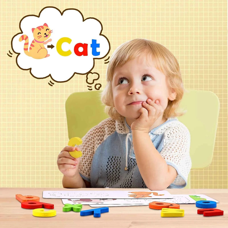 Jouets éducatifs Montessori pour enfants : voir et épeler, puzzle d'orthographe, jeu de correspondance de lettres, jouets sensoriels pour enfants