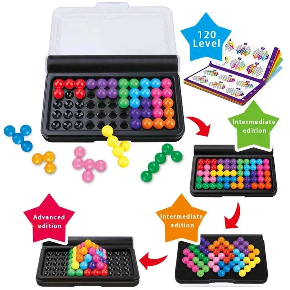 Puzzle 3D 120 défis QI, jeu de société classique pyramide, perles, esprit logique pour enfants, perles pyramidales, jouets Montessori, cadeaux
