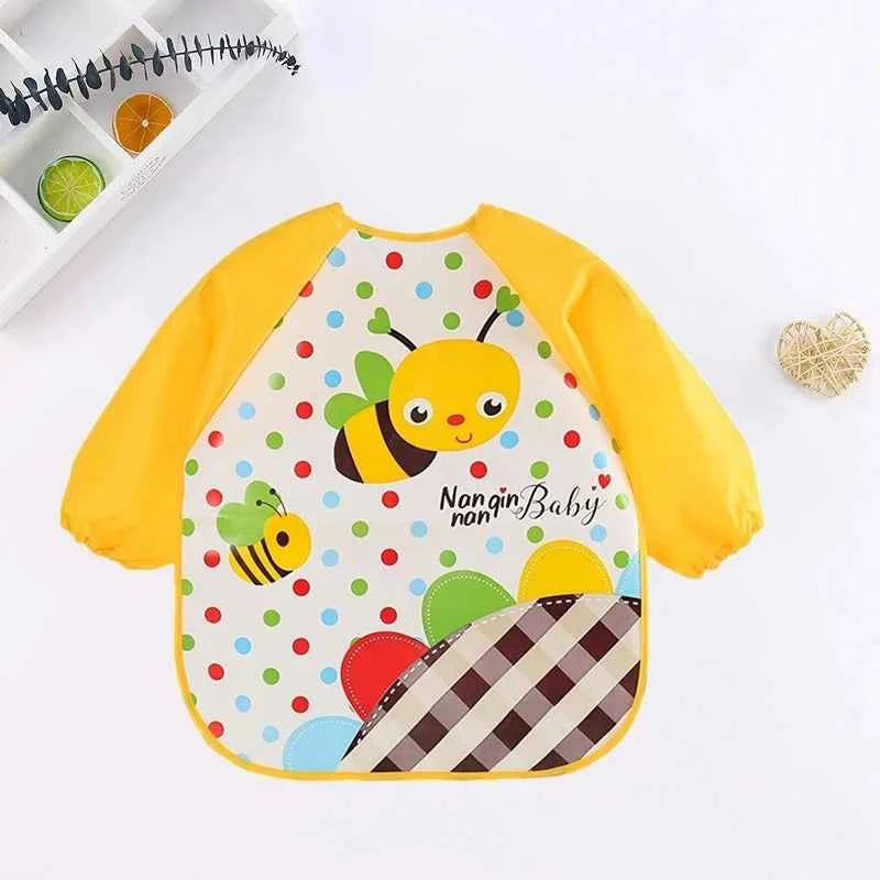 Bavoirs pour bébé, mignons et colorés, imperméables, motif dessin animé, pour nourrissons, enfants, tablier à manches longues, poche, alimentation autonome, pour bébés de 0 à 3 ans