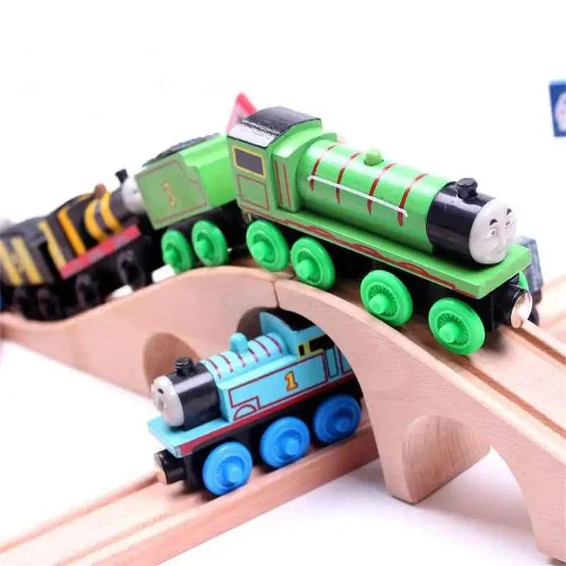 Nouveaux accessoires de voie ferrée en bois, jouets, train, chemin de fer, compatibles avec toutes les marques de trains, voie circulaire, orbite, assemblage, cadeaux