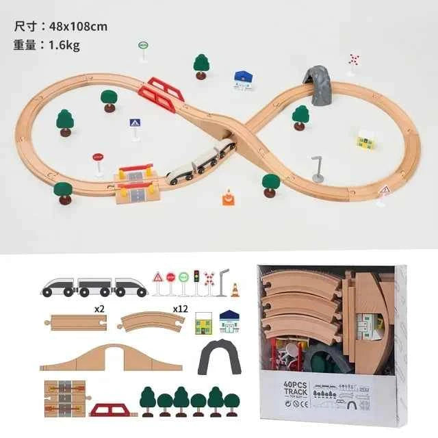 Ensemble de rails en bois, jouets ferroviaires, accessoires de rails en bois de hêtre adaptés à toutes les marques de rails en bois, jouets éducatifs pour enfants