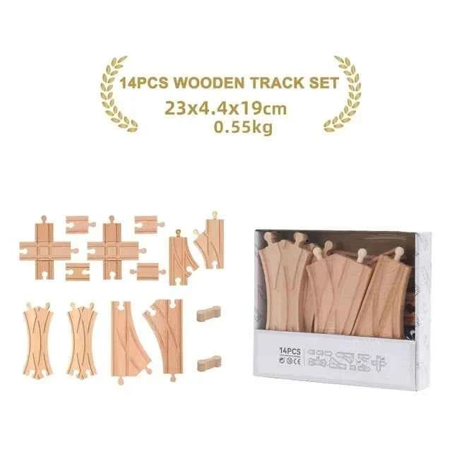 Ensemble de rails en bois, jouets ferroviaires, accessoires de rails en bois de hêtre adaptés à toutes les marques de rails en bois, jouets éducatifs pour enfants