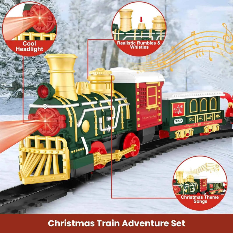 Train électrique jouet voiture cadeaux de Noël classique chemin de fer locomotive camions modèle jouets avec lumières musique pour garçons filles enfants