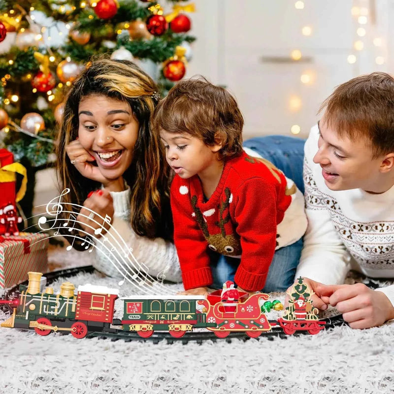 Train électrique jouet voiture cadeaux de Noël classique chemin de fer locomotive camions modèle jouets avec lumières musique pour garçons filles enfants
