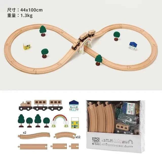 Ensemble de rails en bois, jouets ferroviaires, accessoires de rails en bois de hêtre adaptés à toutes les marques de rails en bois, jouets éducatifs pour enfants