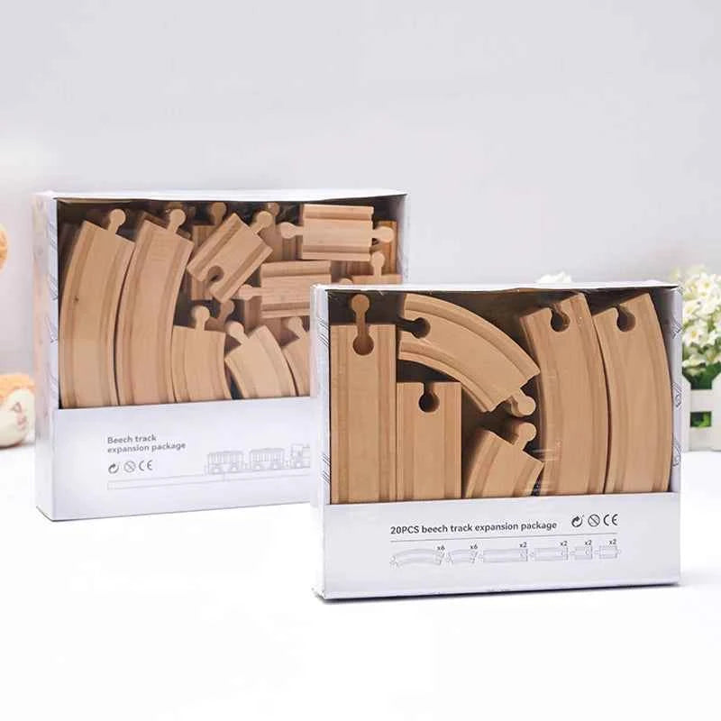 Ensemble de rails en bois, jouets ferroviaires, accessoires de rails en bois de hêtre adaptés à toutes les marques de rails en bois, jouets éducatifs pour enfants