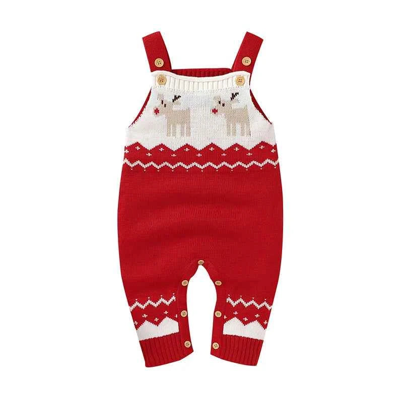 Barboteuse de Noël pour bébé, vêtements en tricot de renne rouge, combinaisons d'hiver sans manches pour nouveau-né, garçon et fille, unisexe, 0-18 mois